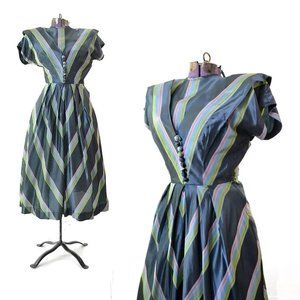 vintage dress extra small womens retro stripe 40s costume or